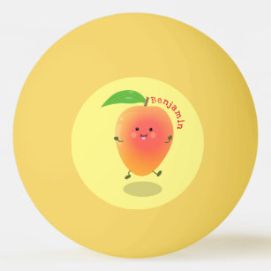 Cute happy mango yellow cartoon illustration ping pong ball