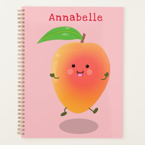 Cute happy mango yellow cartoon illustration planner