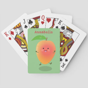 Cute happy mango yellow cartoon illustration poker cards