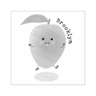 Cute happy mango yellow cartoon illustration rubber stamp