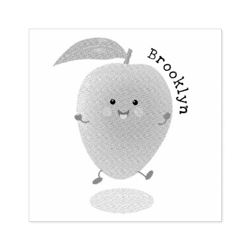 Cute happy mango yellow cartoon illustration rubber stamp