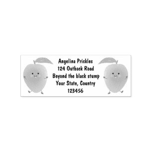 Cute happy mango yellow cartoon illustration rubber stamp