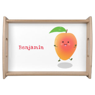 Cute happy mango yellow cartoon illustration serving tray