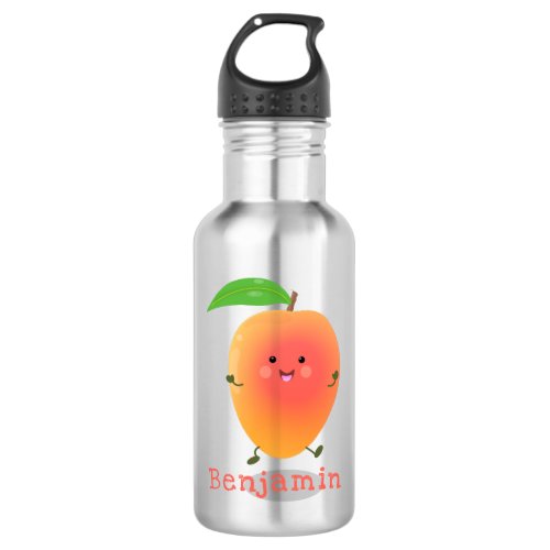 Cute happy mango yellow cartoon illustration stainless steel water bottle