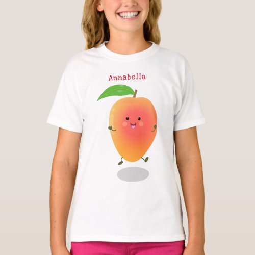 Cute happy mango yellow cartoon illustration T_Shirt