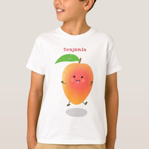 Cute happy mango yellow cartoon illustration T_Shirt