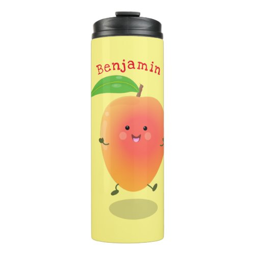 Cute happy mango yellow cartoon illustration thermal tumbler