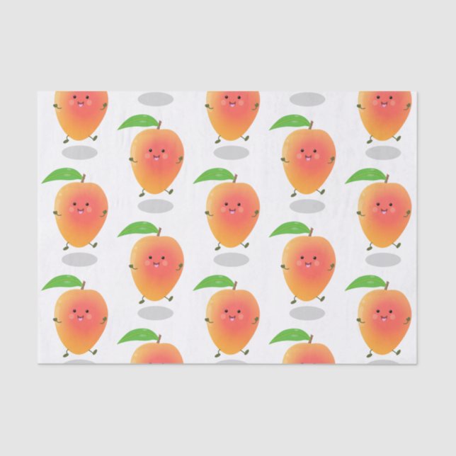 Cute happy mango yellow cartoon illustration tissue paper (Front)