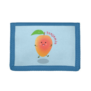 Cute happy mango yellow cartoon illustration tri-fold wallet