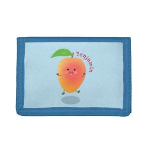 Cute happy mango yellow cartoon illustration tri-fold wallet