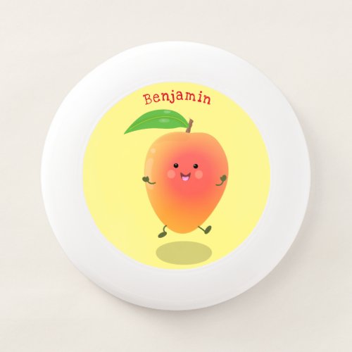 Cute happy mango yellow cartoon illustration Wham_O frisbee