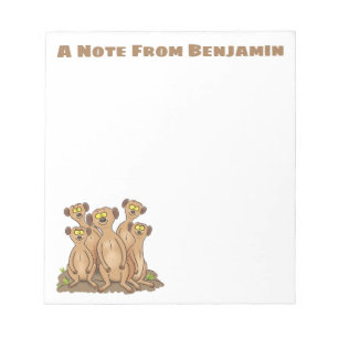 Cute happy meerkat family cartoon notepad