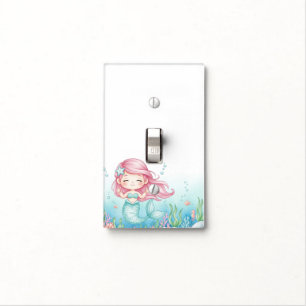 Cute Happy Mermaid Ocean Sea Girls Bedroom Light Switch Cover