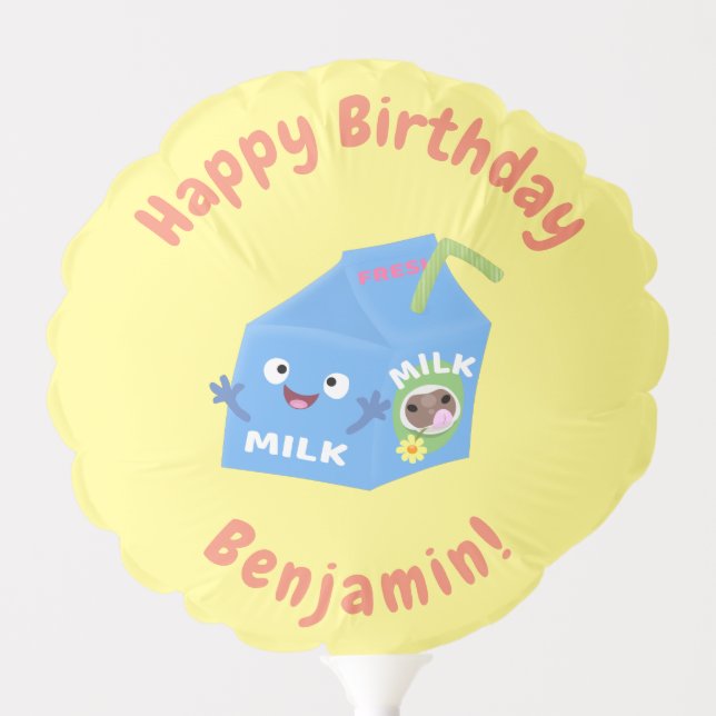 Cute happy milk carton character cartoon balloon (Front)