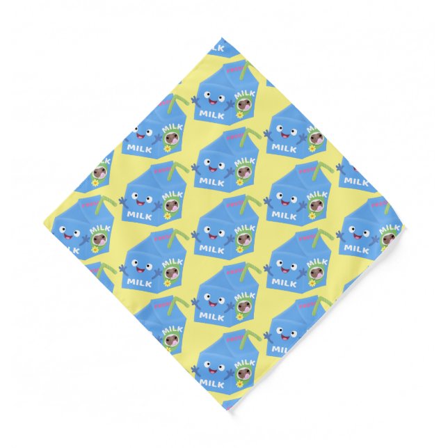 Cute happy milk carton character cartoon bandana (Front)