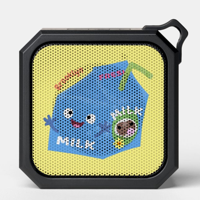 Cute happy milk carton character cartoon bluetooth speaker (Front)