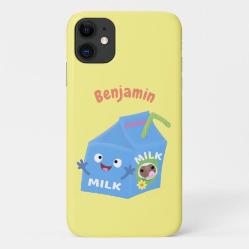 Cute happy milk carton character cartoon iPhone 11 case