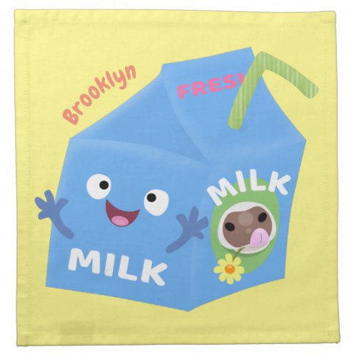 Cute happy milk carton character cartoon cloth napkin