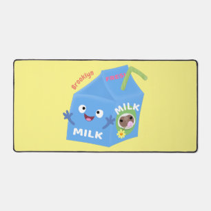 Cute happy milk carton character cartoon desk mat