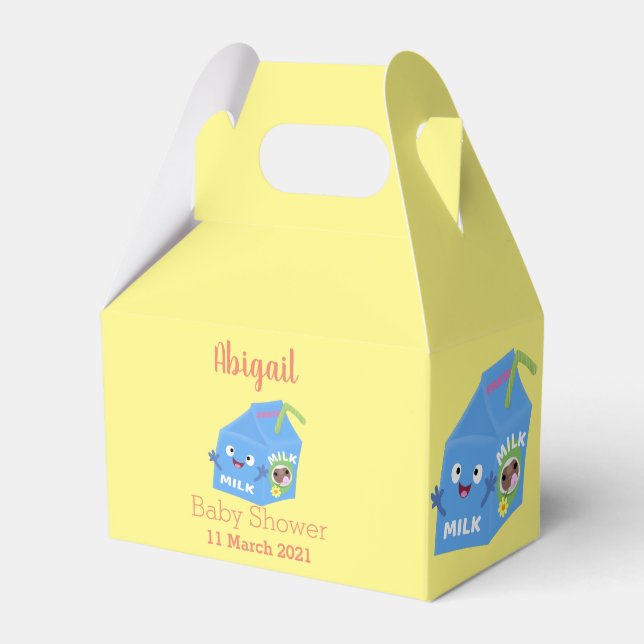Cute happy milk carton character cartoon favor boxes (Front Side)