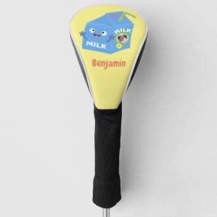 Cute happy milk carton character cartoon golf head cover