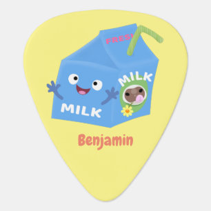 Cute happy milk carton character cartoon  guitar pick