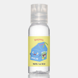 Cute happy milk carton character cartoon hand sanitizer