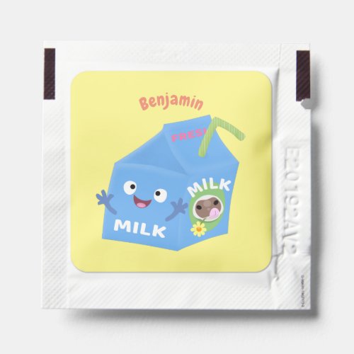 Cute happy milk carton character cartoon hand sanitizer packet