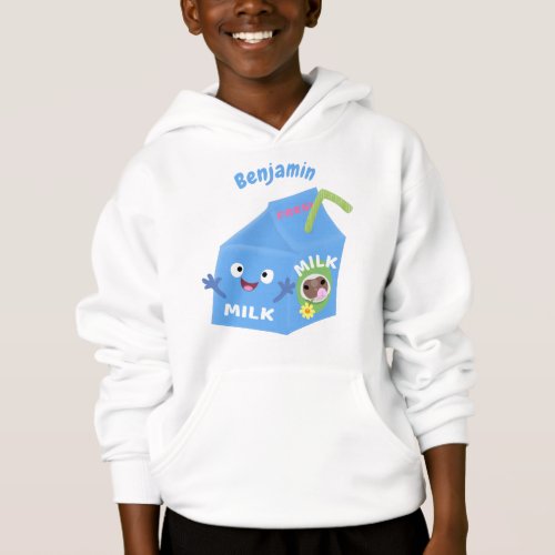 Cute happy milk carton character cartoon hoodie