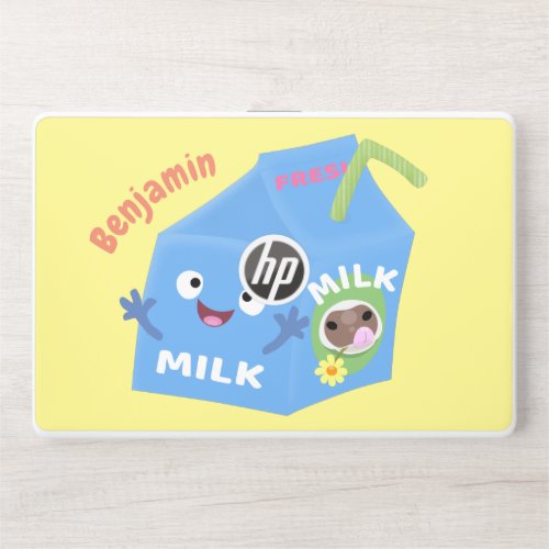 Cute happy milk carton character cartoon HP laptop skin