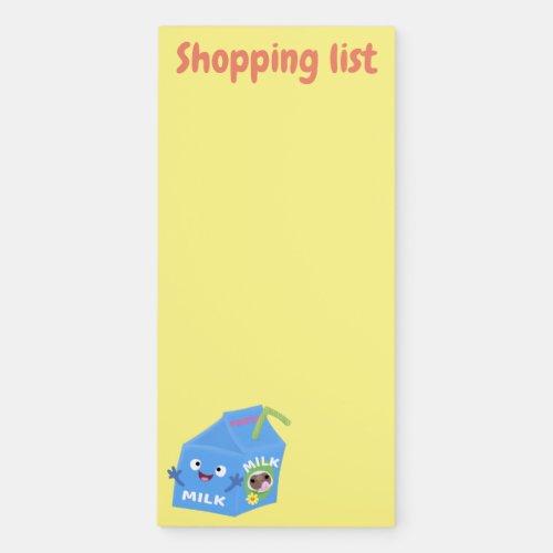 Cute happy milk carton character cartoon magnetic notepad