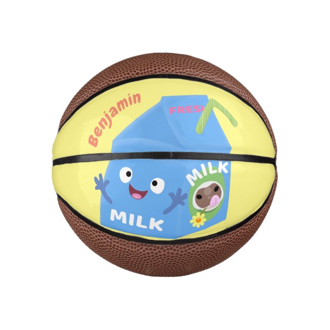 Cute happy milk carton character cartoon mini basketball (Front)
