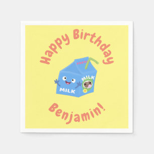 Cute happy milk carton character cartoon napkins