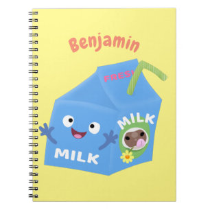 Cute happy milk carton character cartoon notebook