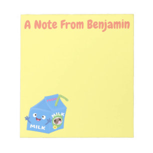 Cute happy milk carton character cartoon notepad
