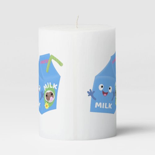 Cute happy milk carton character cartoon pillar candle