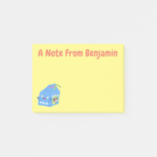 Cute happy milk carton character cartoon post-it notes