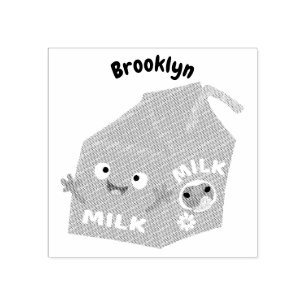 Cute happy milk carton character cartoon rubber st stamp