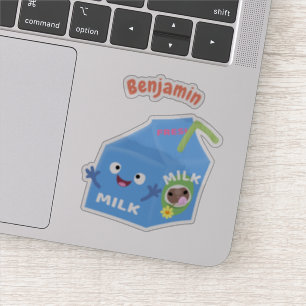 Cute happy milk carton character cartoon sticker