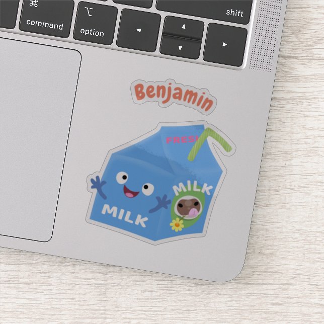 Cute happy milk carton character cartoon sticker (Detail)