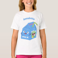 Cute happy milk carton character cartoon