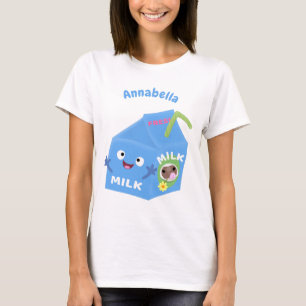Cute happy milk carton character cartoon T-Shirt