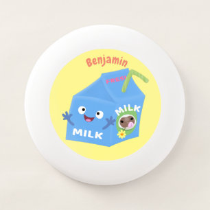 Cute happy milk carton character cartoon Wham-O frisbee