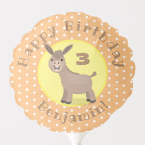 Cute happy mini donkey cartoon illustration balloon