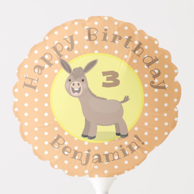 Cute happy mini donkey cartoon illustration balloon (Front)