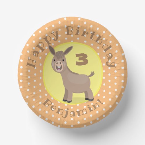 Cute happy mini donkey cartoon illustration paper bowls