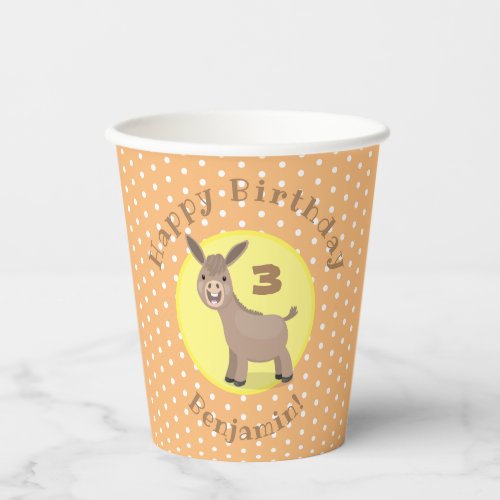 Cute happy mini donkey cartoon illustration paper cups