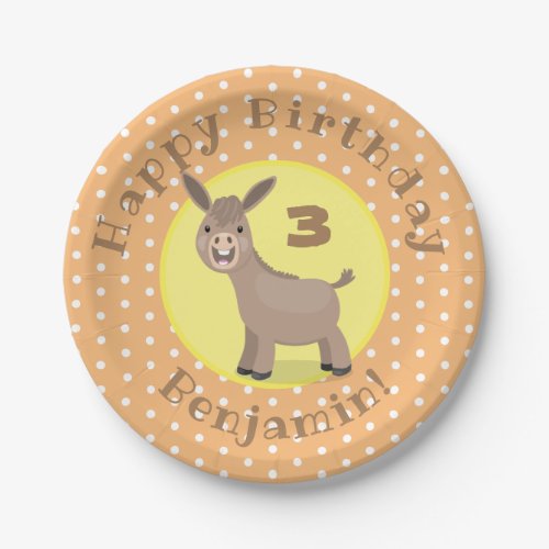 Cute happy mini donkey cartoon illustration paper plates