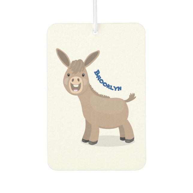 Cute happy miniature donkey cartoon illustration air freshener (Front)