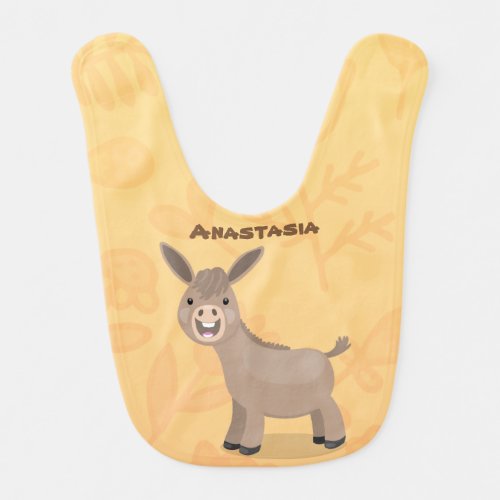 Cute happy miniature donkey cartoon illustration baby bib